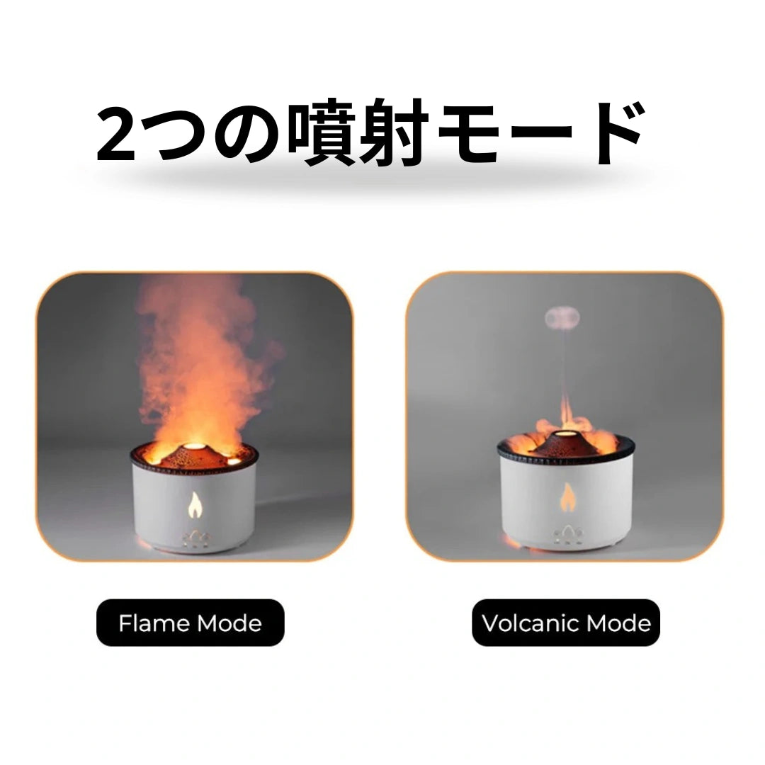 KazanMist™ 火山の噴火を思わせる幻想的なミストと光。 高周波超音波技術で生まれる炎のような演出が、癒しと温もりを届けます。 アロマ対応・静音設計で、リラックス空間を演出します。